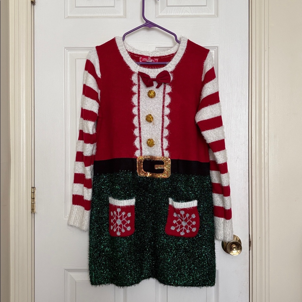 Festive Christmas Elf Sweater Dress